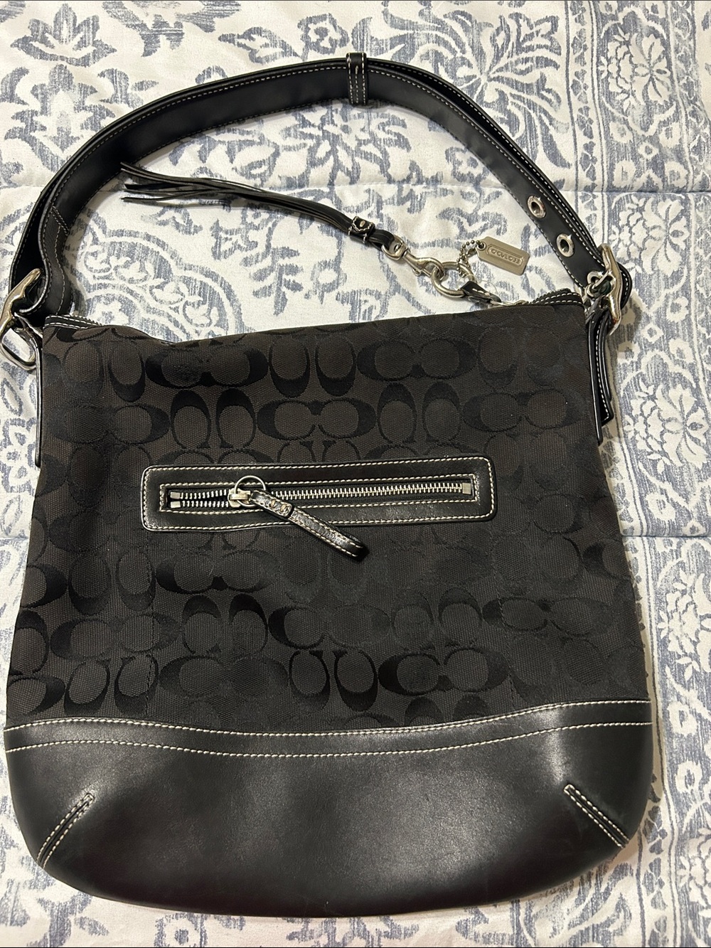 Coach Black Signature Canvas Shoulder Hobo